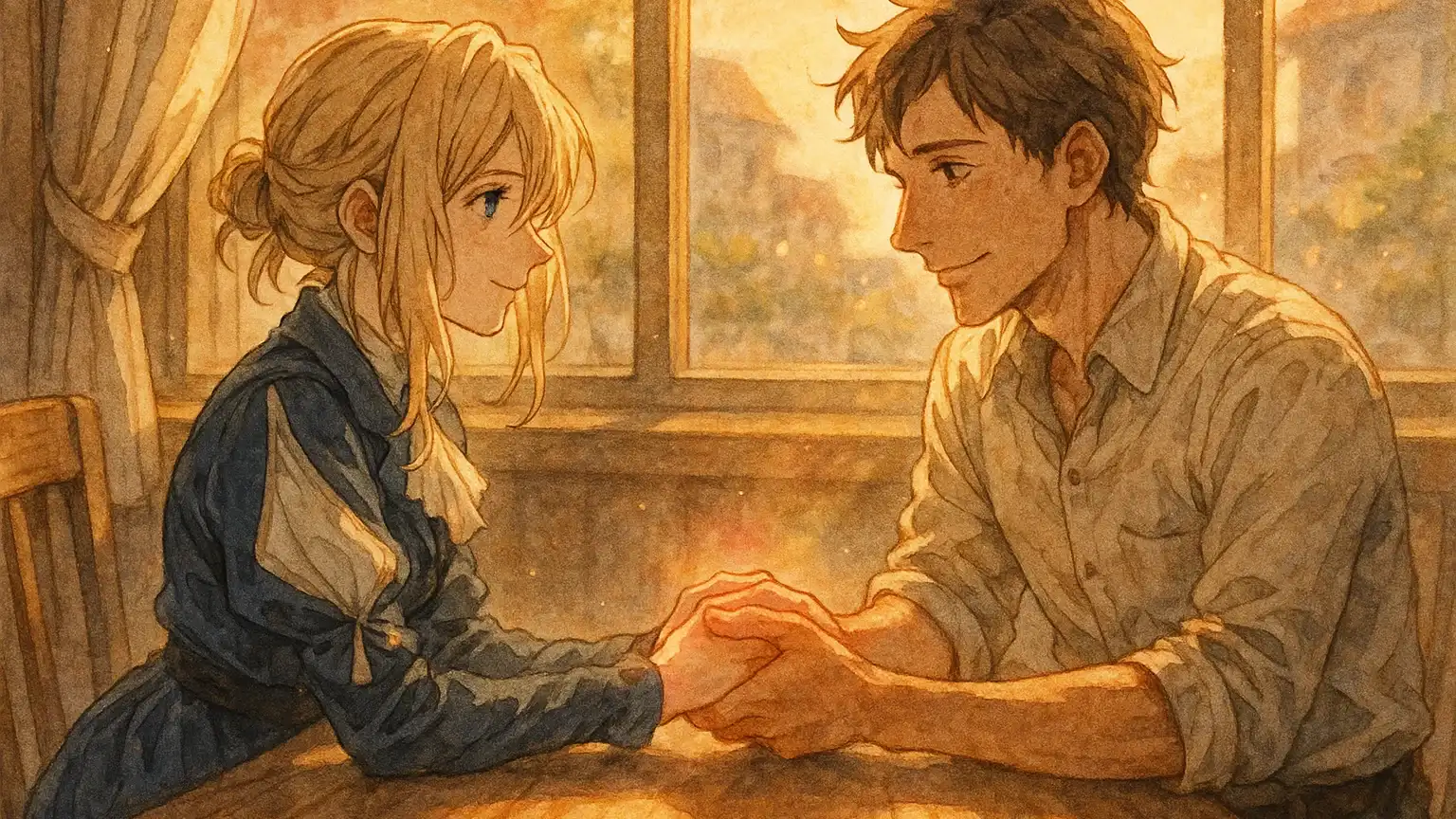 두 사람이 악수하며 신뢰를 나타내는 따뜻한 이미지