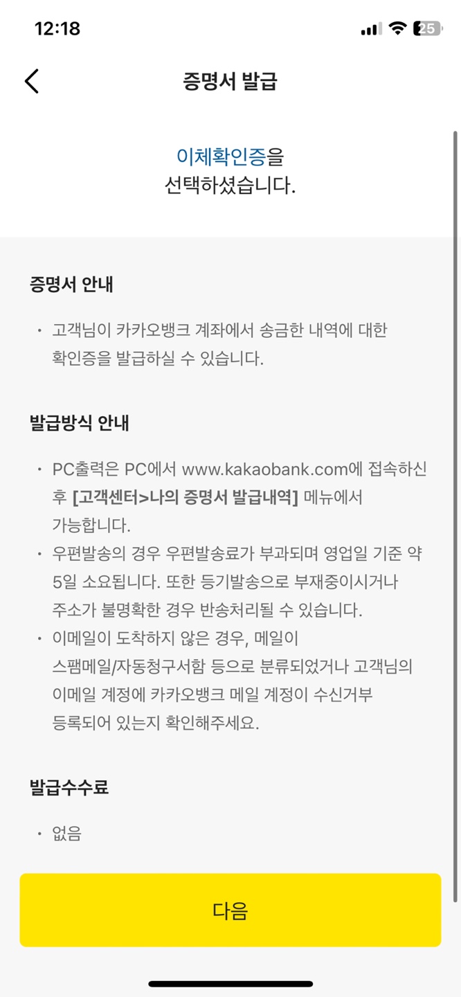 카카오 이체확인증 pdf