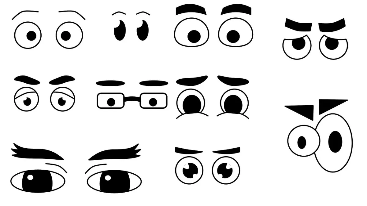 만화-눈과-눈썹-이모티콘-모음