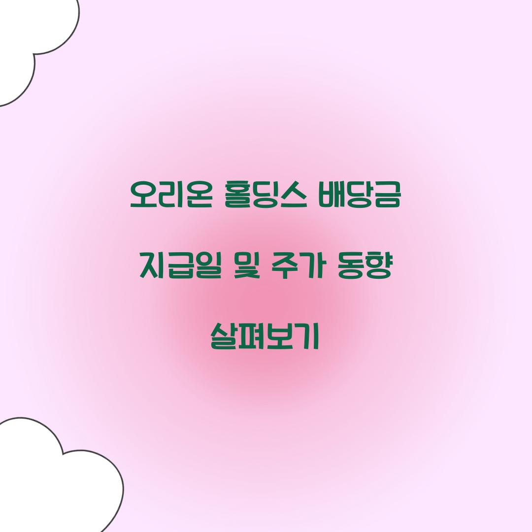 오리온 홀딩스 배당금 지급일