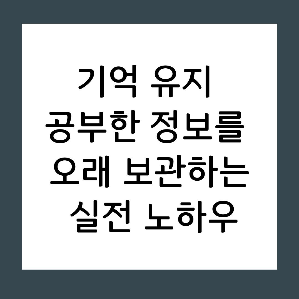 기억 유지 공부한 정보를 오래 보관하는 실전 노하우