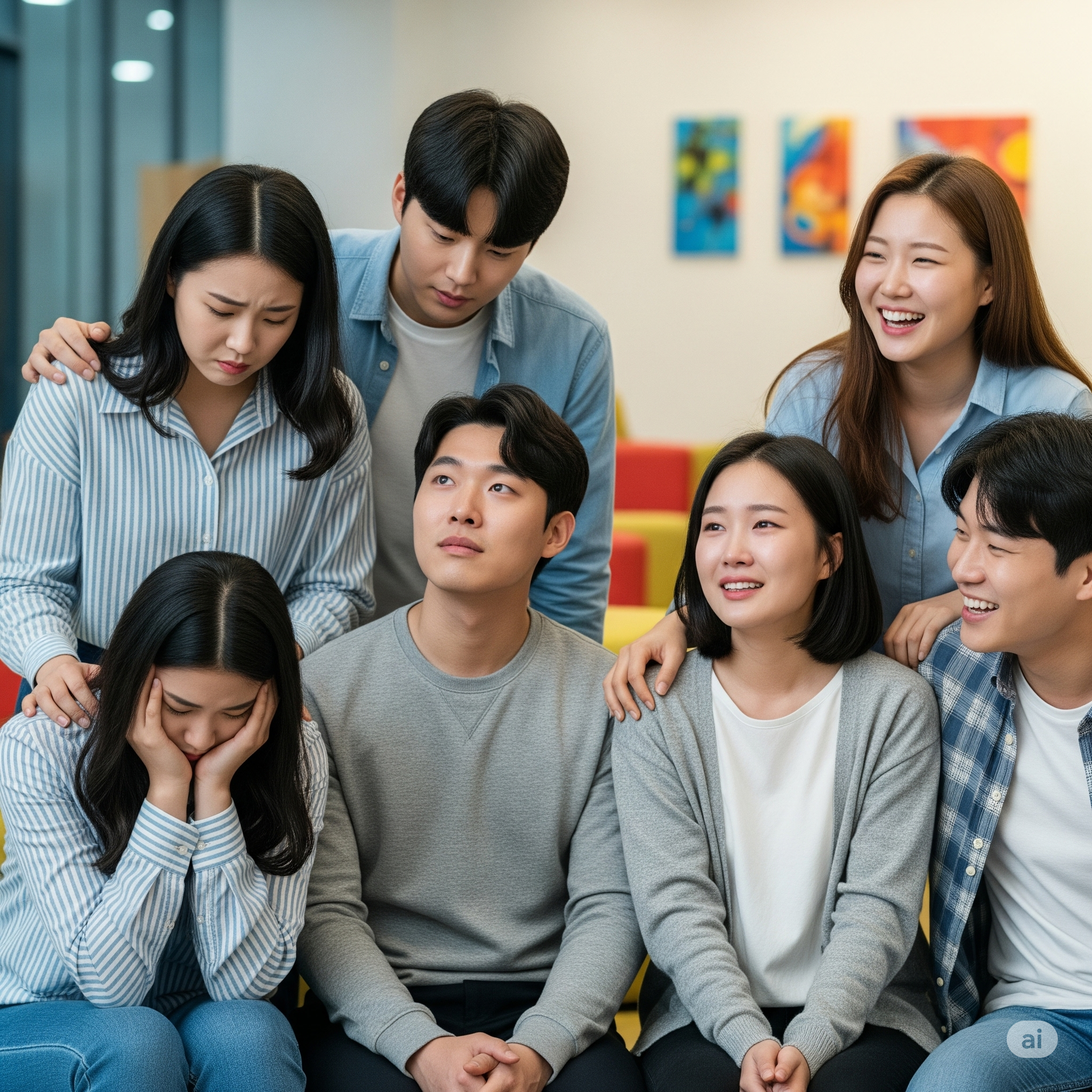 정신건강이 개선되어가는 한국인 청춘들의 모습을 담은 이미지