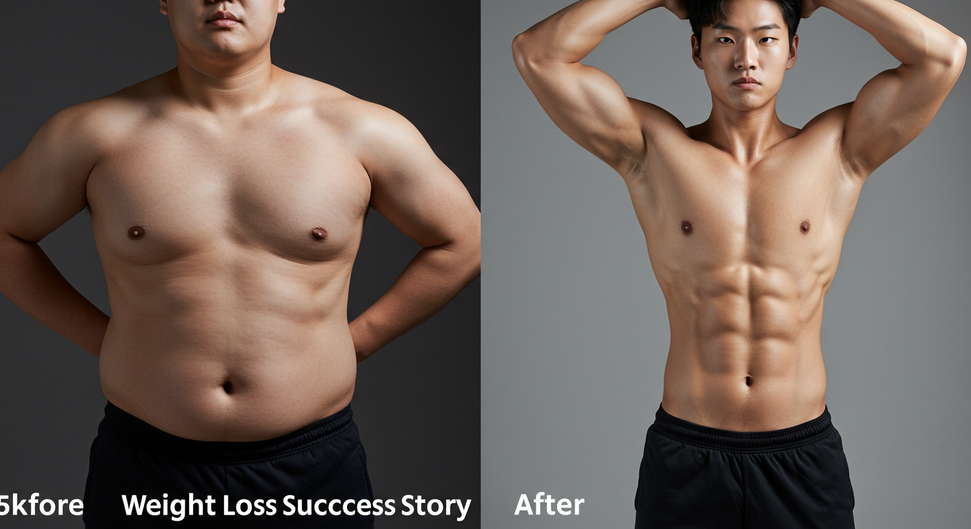 "5kg 감량 성공 스토리 - 다이어트 전후 모습을 보여주는 한국인의 변화 사진"