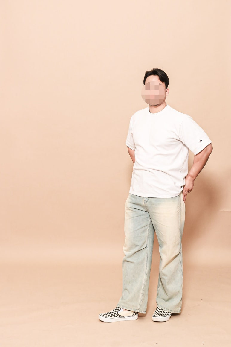 데일리룩(2024. 11. 2.)어커버 티셔츠 반팔, 에러스익셉티드(ERRORS EXCEPTED_EEC) DP887LB 와이드 스트레이트 데님팬츠, 반스 올드스쿨 체커보드