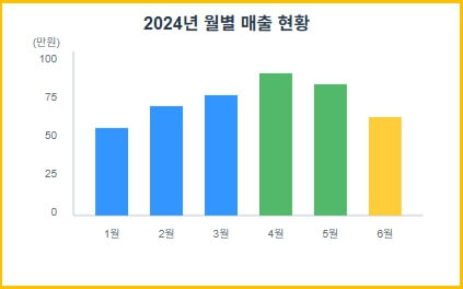 2024 월별 매출 현황을 그린 막대그래프