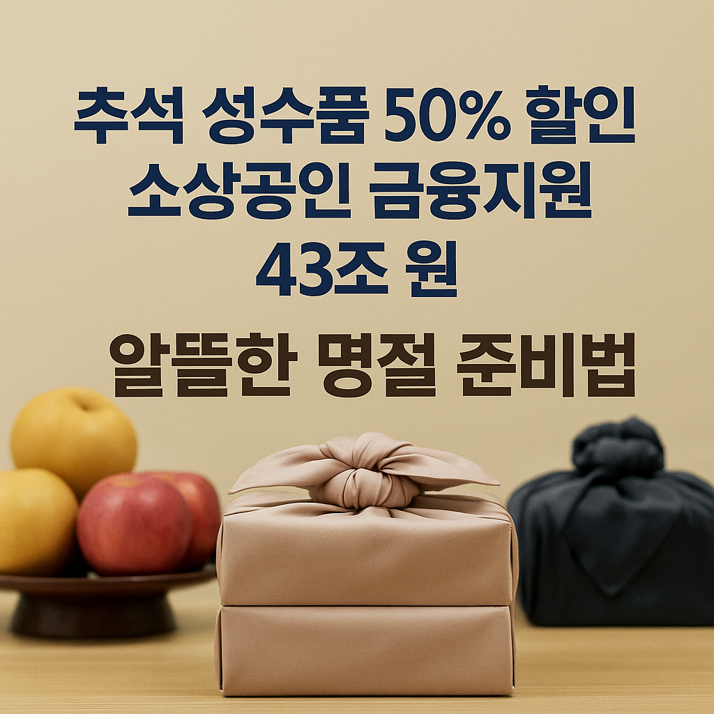 추석 성수품 50% 할인 & 소상공인 금융지원 43조 원, 알뜰한 명절 준비법