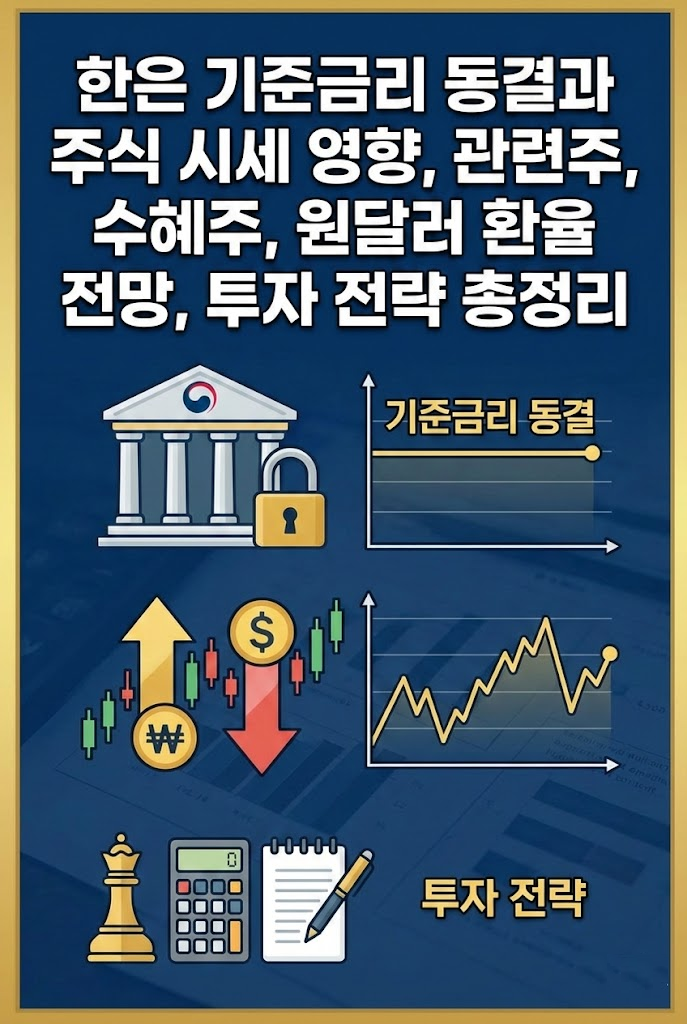 한은 기준금리 동결과 주식 시세 영향, 관련주, 수혜주, 원달러 환율 전망, 투자 전략 총정리