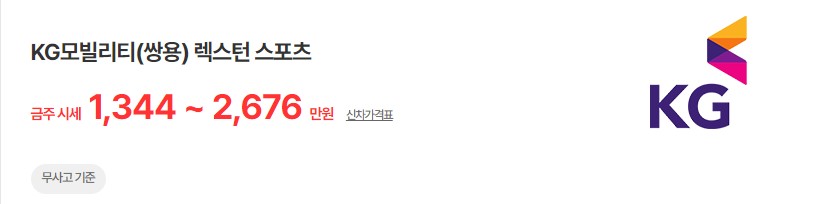 렉스턴 스포츠 중고차 시세 무사고 기준