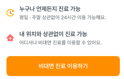 비대면진료가 한시적으로 평일&amp;#44; 주말 상관없이 24시간 내내 이용이 가능하다는 설명글 캡처
