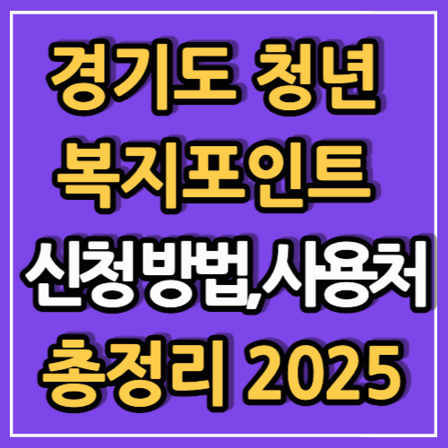 경기도 청년 복지포인트 신청 방법, 사용처 총정리 2025