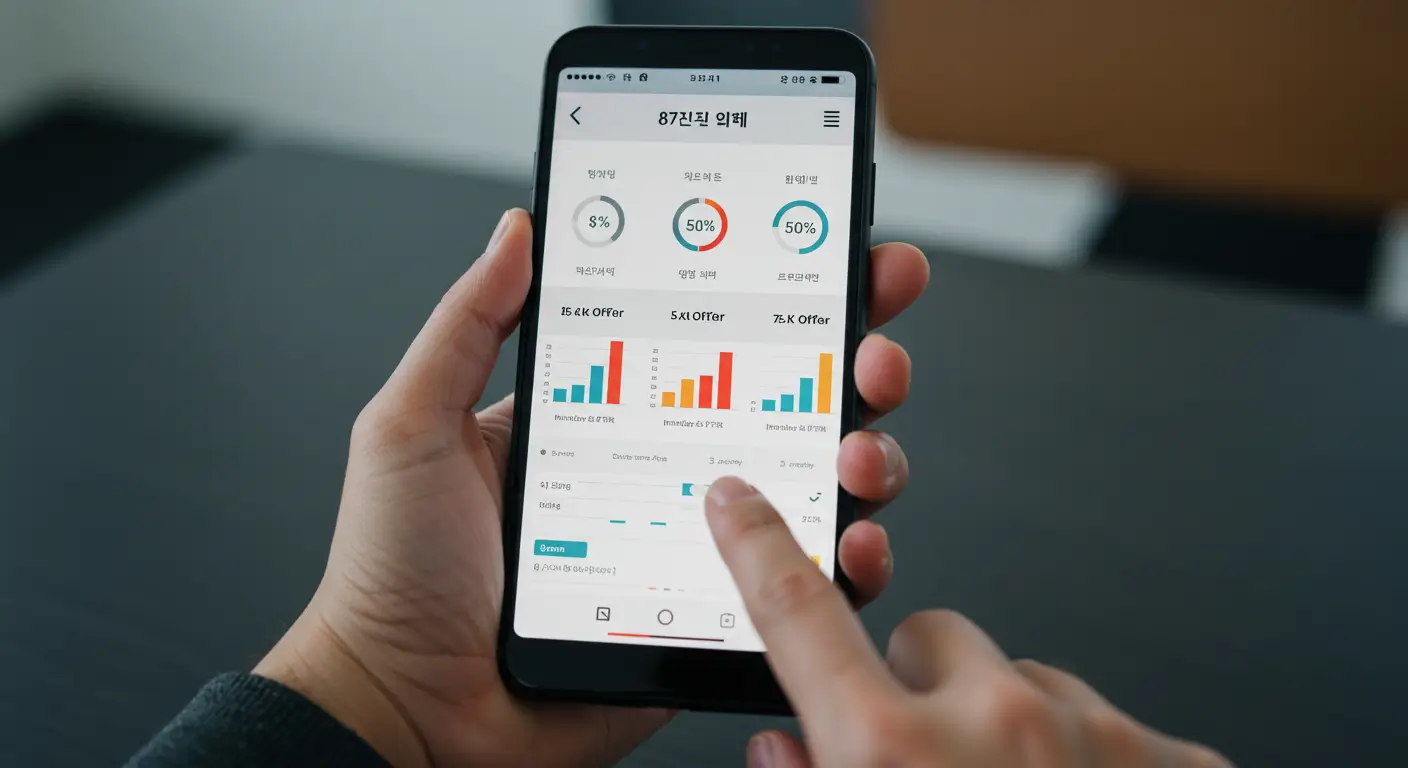 스마트폰으로 2금융권 공유지분담보대출 비교 견적 서비스를 이용하는 모습