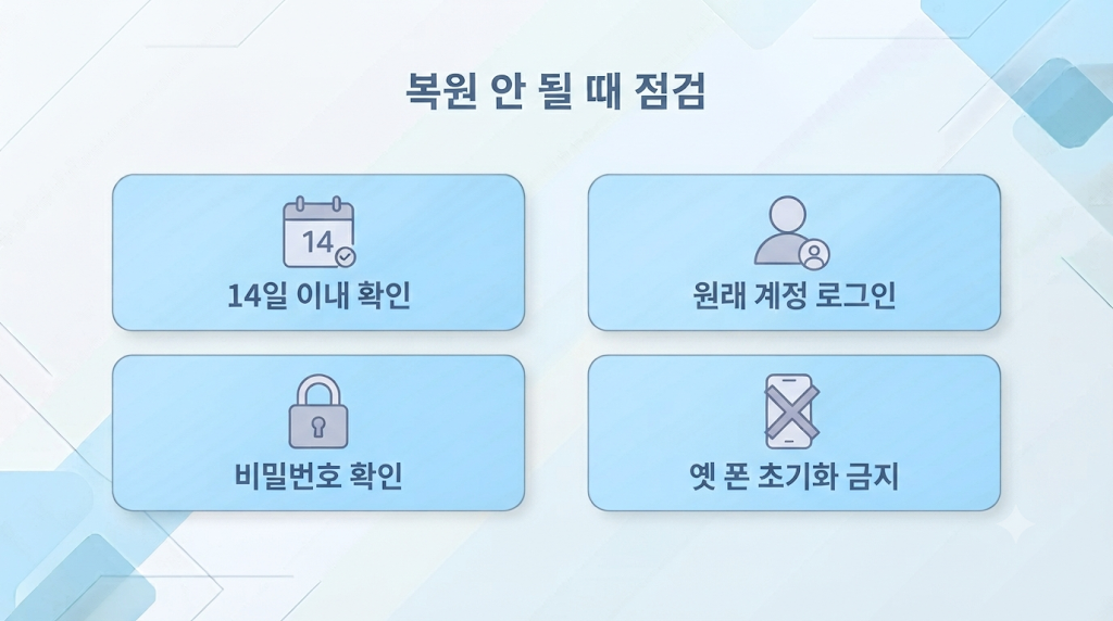 카톡 복원 실패 시 점검 항목