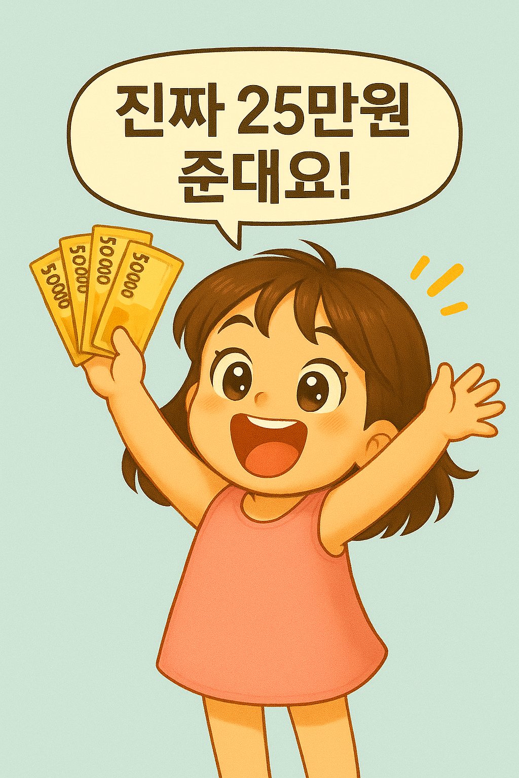 25만원 지원금을 들고 기뻐하는 헤롱이