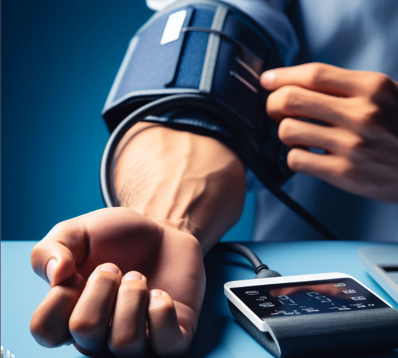 고혈압원인_혈압재는 사람의 팔 이미지