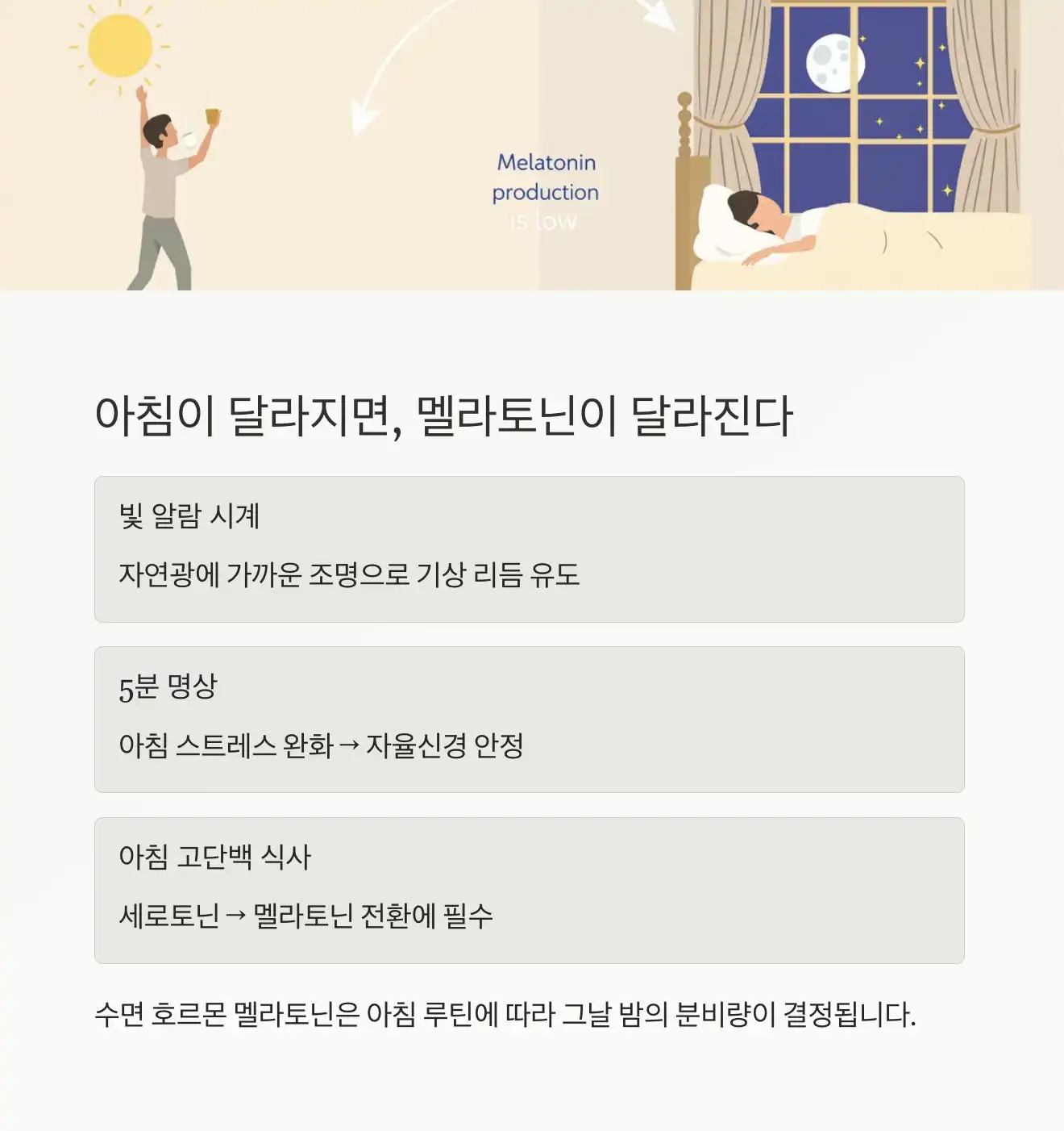 아침이 달라지면, 멜라토닌이 달라진다