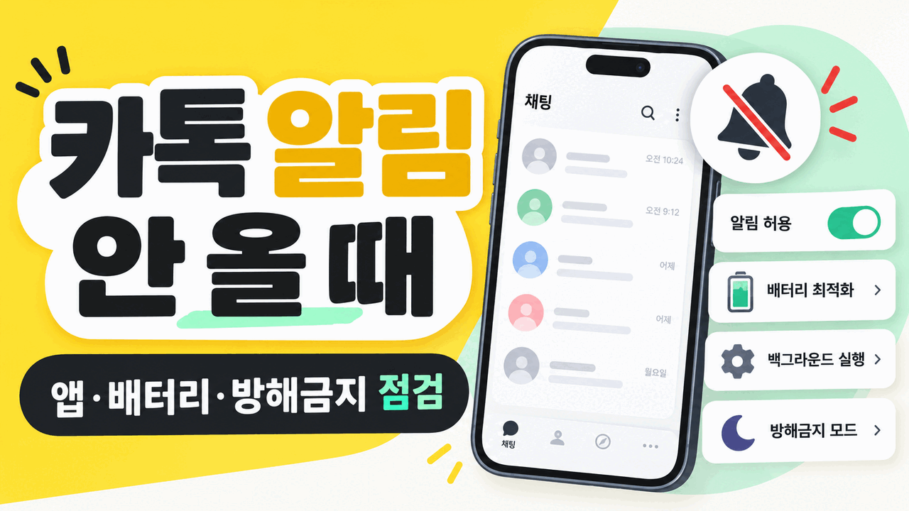 카카오톡 알림 안 올 때 ❘ 앱 알림&middot;배터리&middot;방해금지 점검 순서