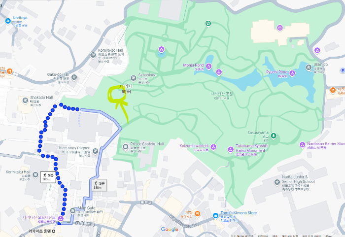 나리타산 유히폭포 위치 지도