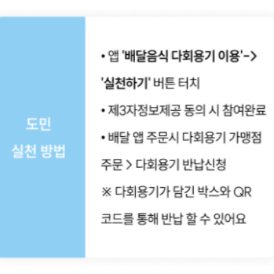 기후행동 실천 항목 15가지 배달 다회용기 이용