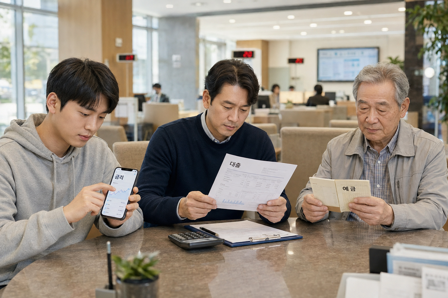 기준금리 인상이 청년&middot;중년&middot;고령층의 대출과 예금에 다르게 영향을 주는 모습