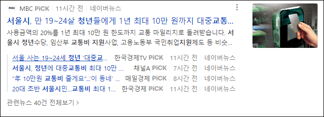 서울 청년 교통비 지원