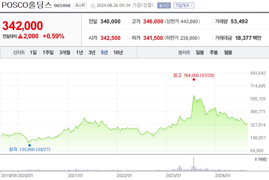 POSCO홀딩스 주가