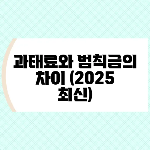 과태료와 범칙금의 차이 (2025 최신)