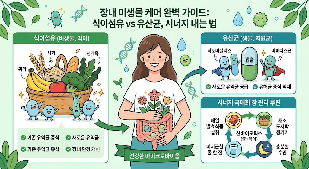 장내 미생물 케어 (식이섬유, 유산균, 장건강비교)