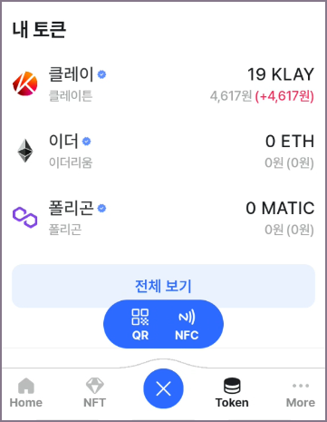 지갑 QR 인식 선택 화면