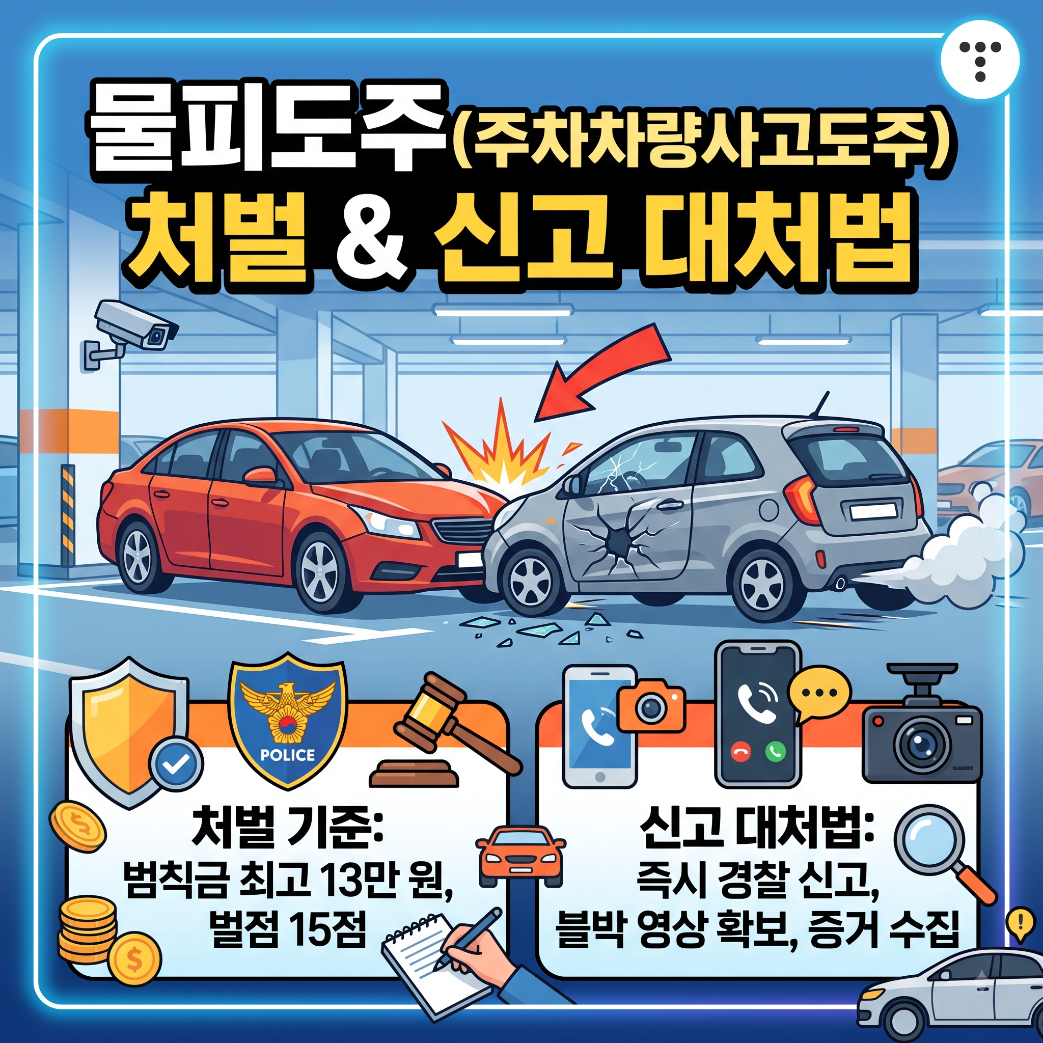 주차차량사고도주(물피도주) 처벌 기준과 신고 대처법 총정리