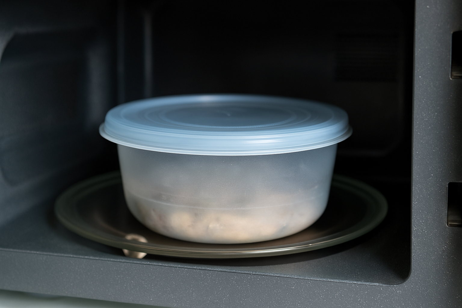 뜨거운 음식에 플라스틱 뚜껑