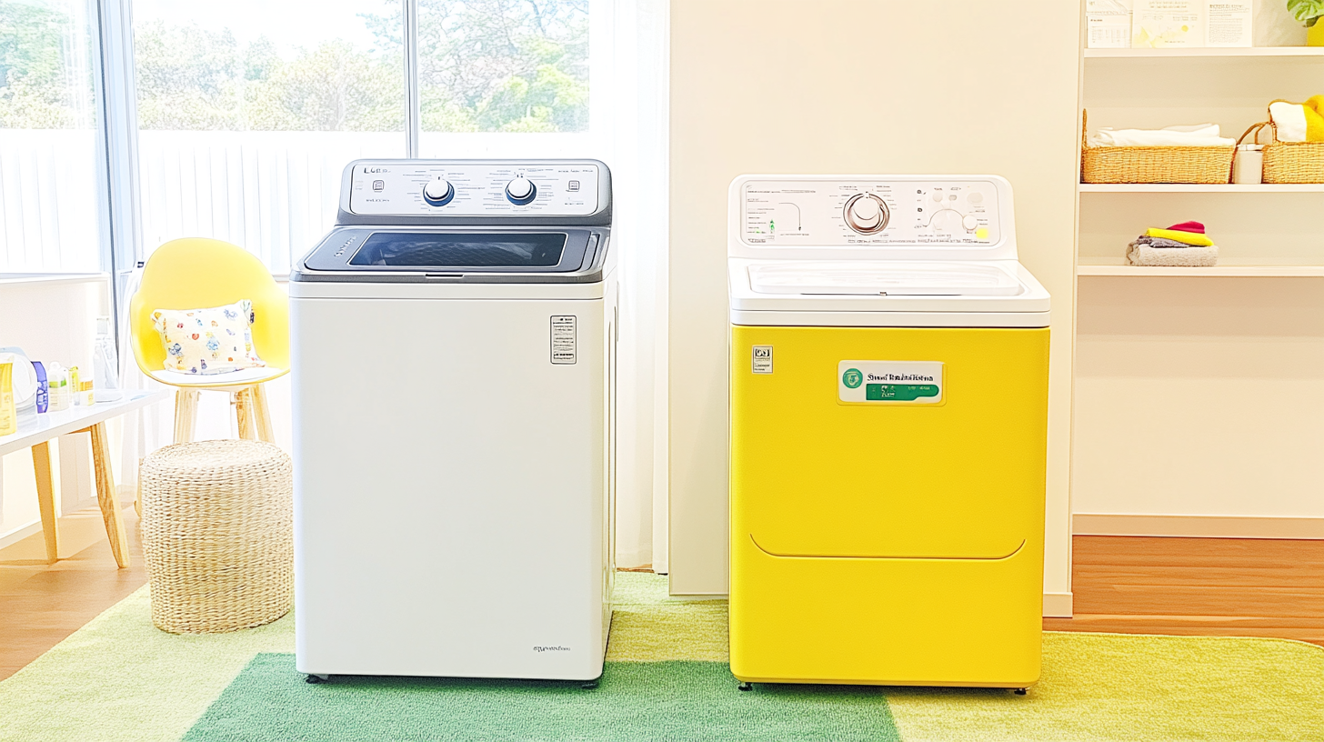 LG 트윈워시와 삼성 SmartThings 세탁기의 고유 기능을 비교하는 장면으로, 세탁기의 디자인 및 기능적 차별성을 강조하고 있습니다.