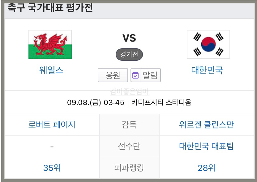 한국 웨일스