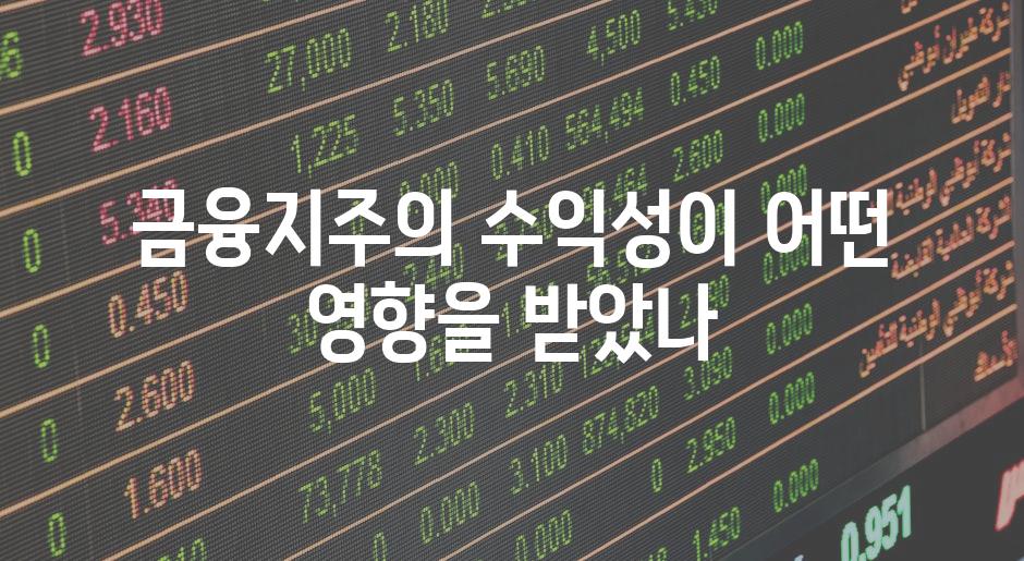 금융지주의 수익성이 어떤 영향을 받았나