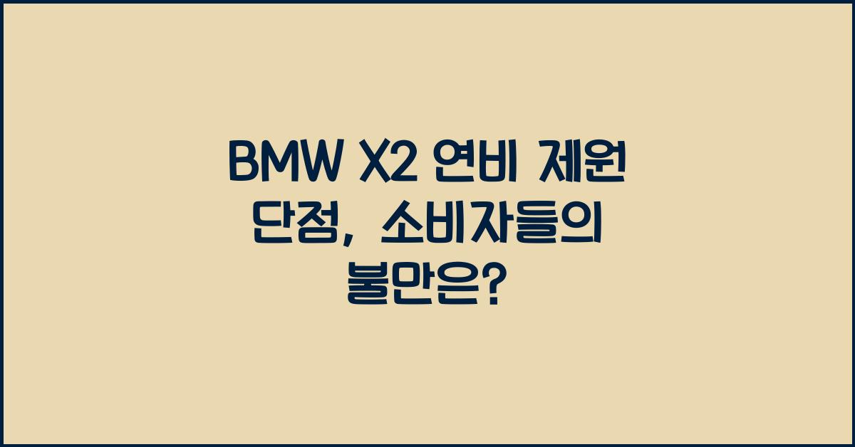BMW X2 연비 제원 단점
