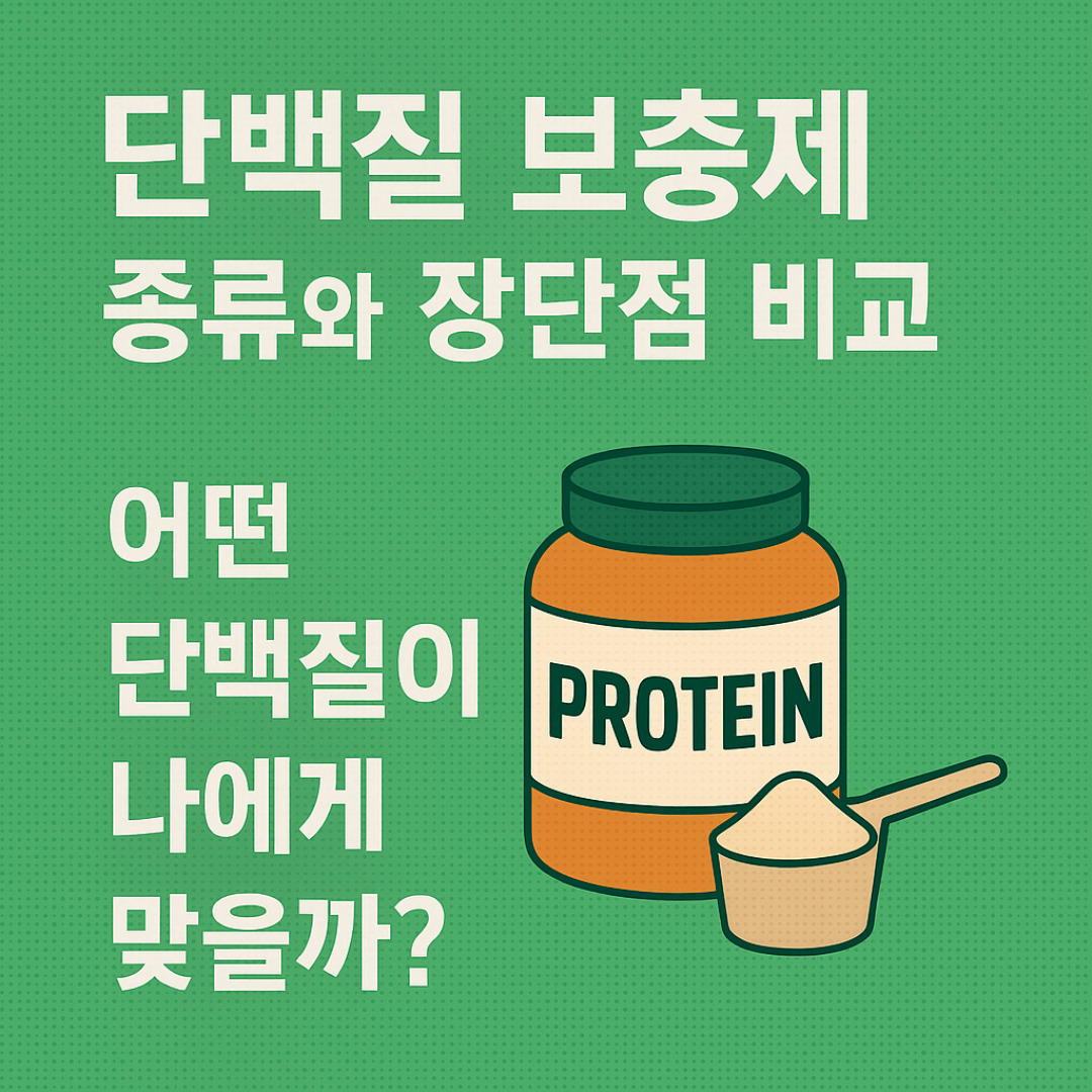 단백질 보충제 종류와 장단점 비교라고 적힌 주제 썸네일