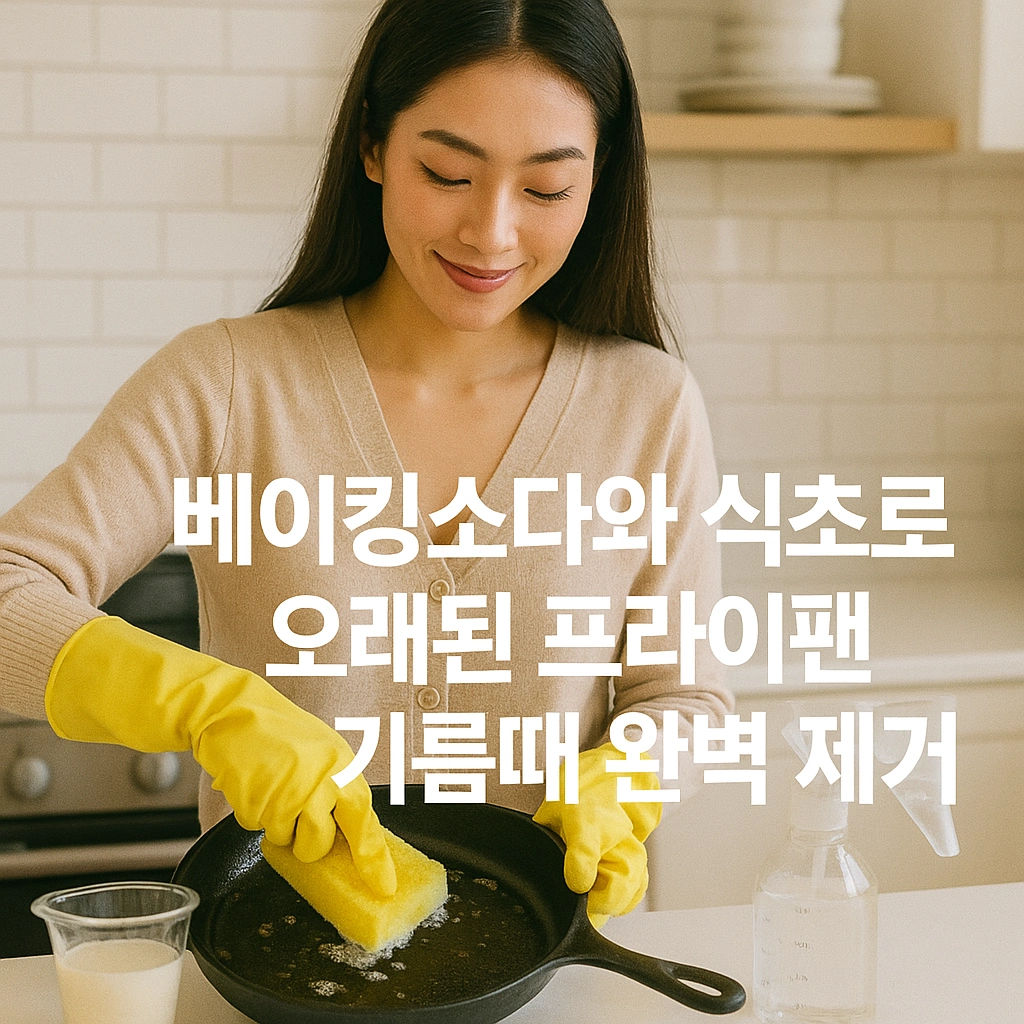 베이킹소다와 식초를 활용한 프라이팬 기름때 제거법