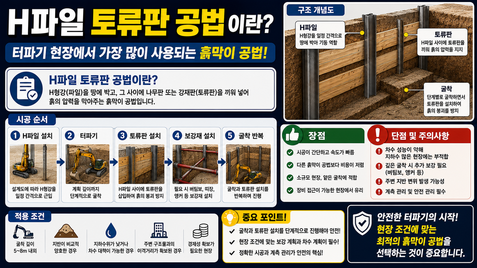 H파일 토류판 공법이란 터파기 현장에서 가장 많이 쓰이는 흙막이 공법 쉽게 이해하기