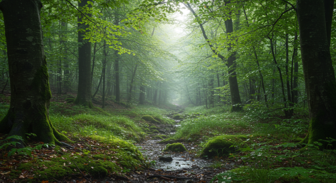 비 내린 후의 숲