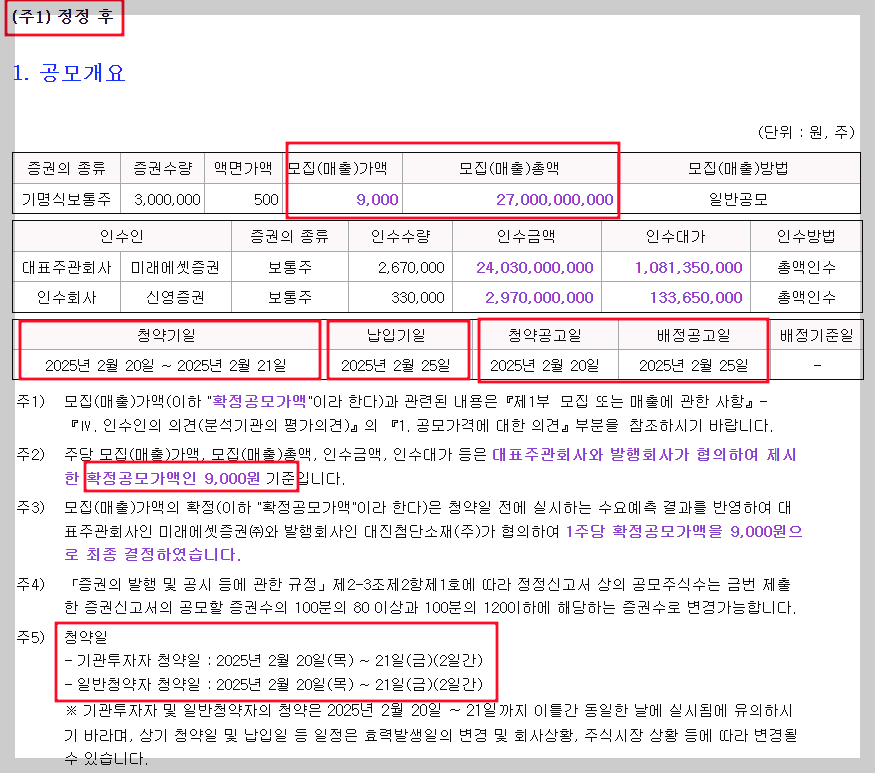 대진첨단소재_투자설명서_공모개요