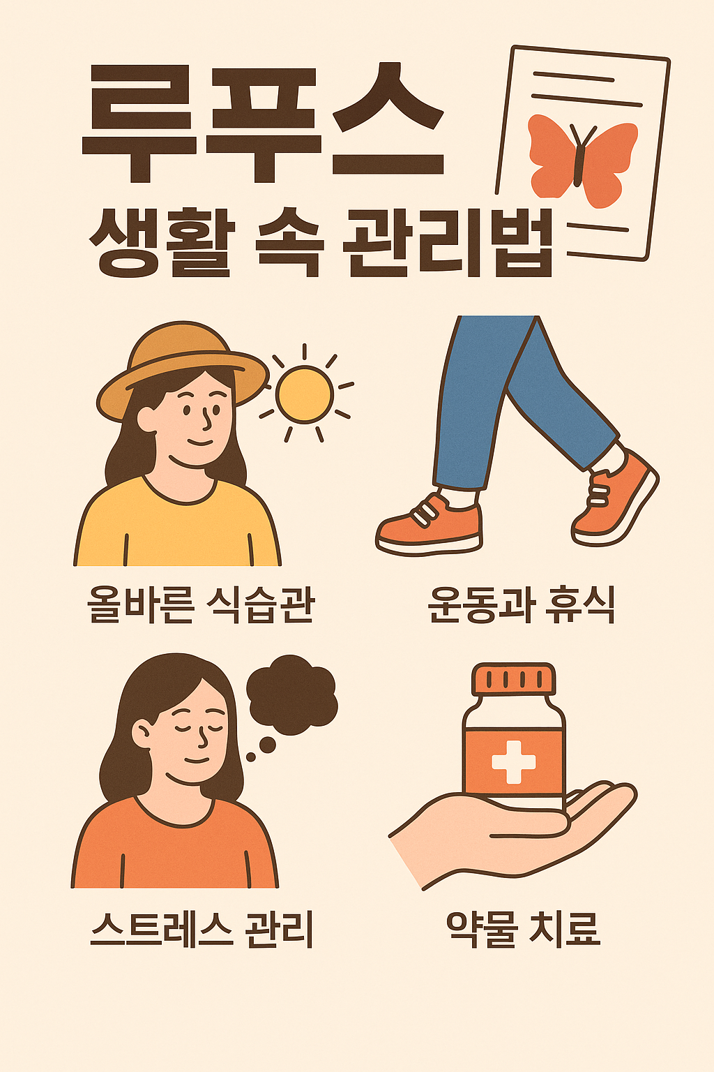 루푸스 생활 속 관리법 총정리｜올바른 습관으로 건강 지키기(이미지 챗지피티)