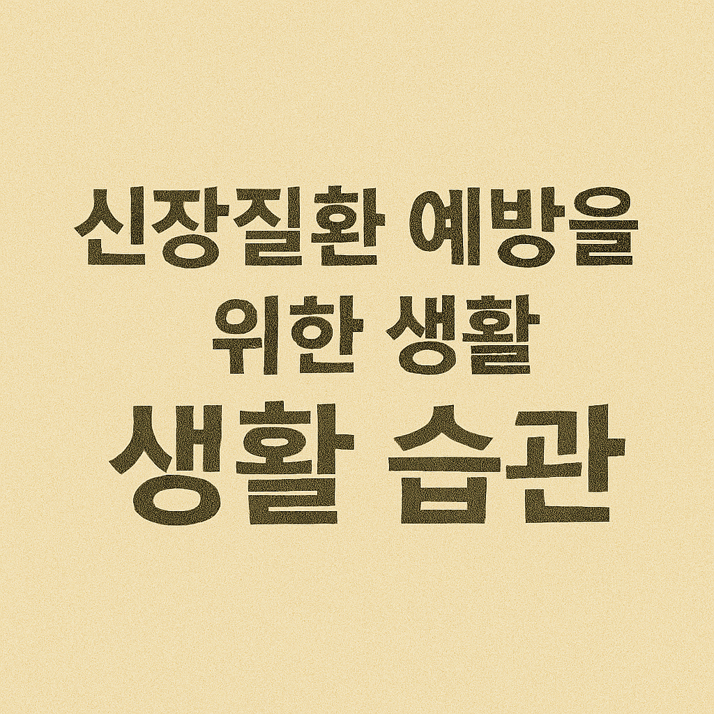 신장질환 예방을 위한 생활 습관