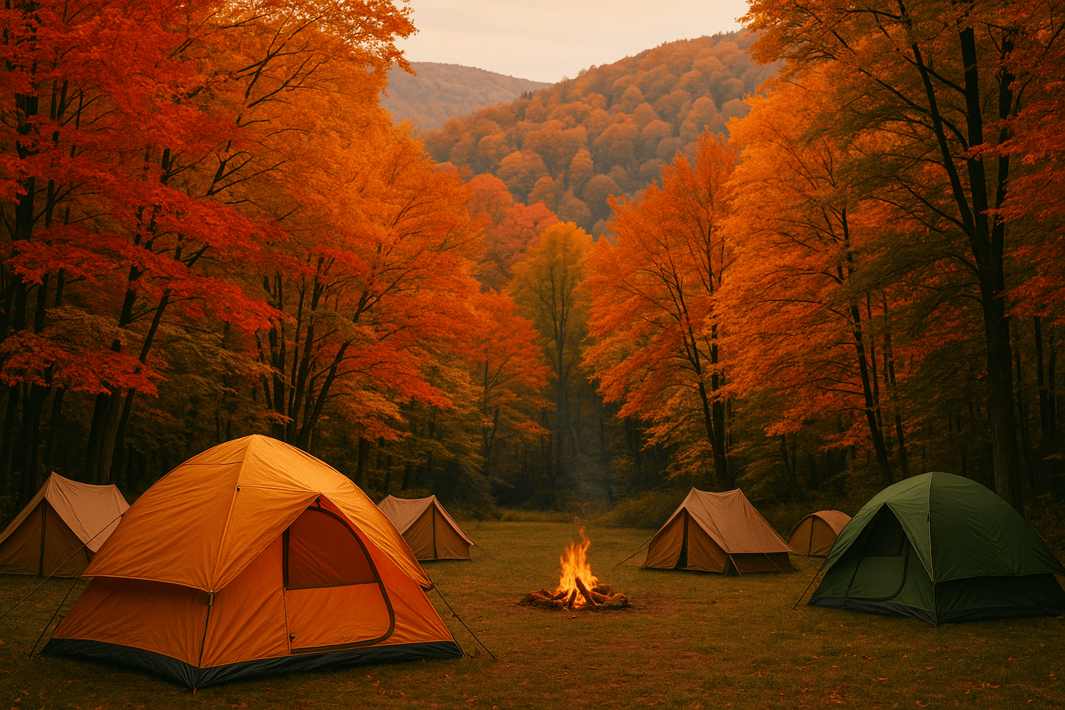 가을 캠핑장 전경