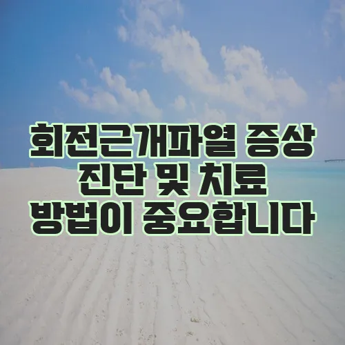 회전근개파열 증상 진단 및 치료 방법이 중요합니다