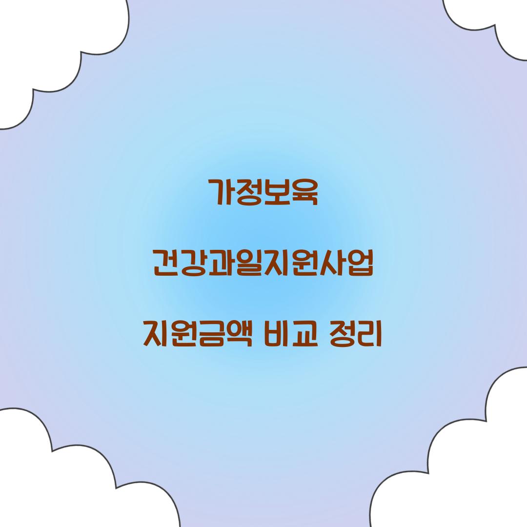 가정보육 건강과일지원사업 지원금액 비교 정리