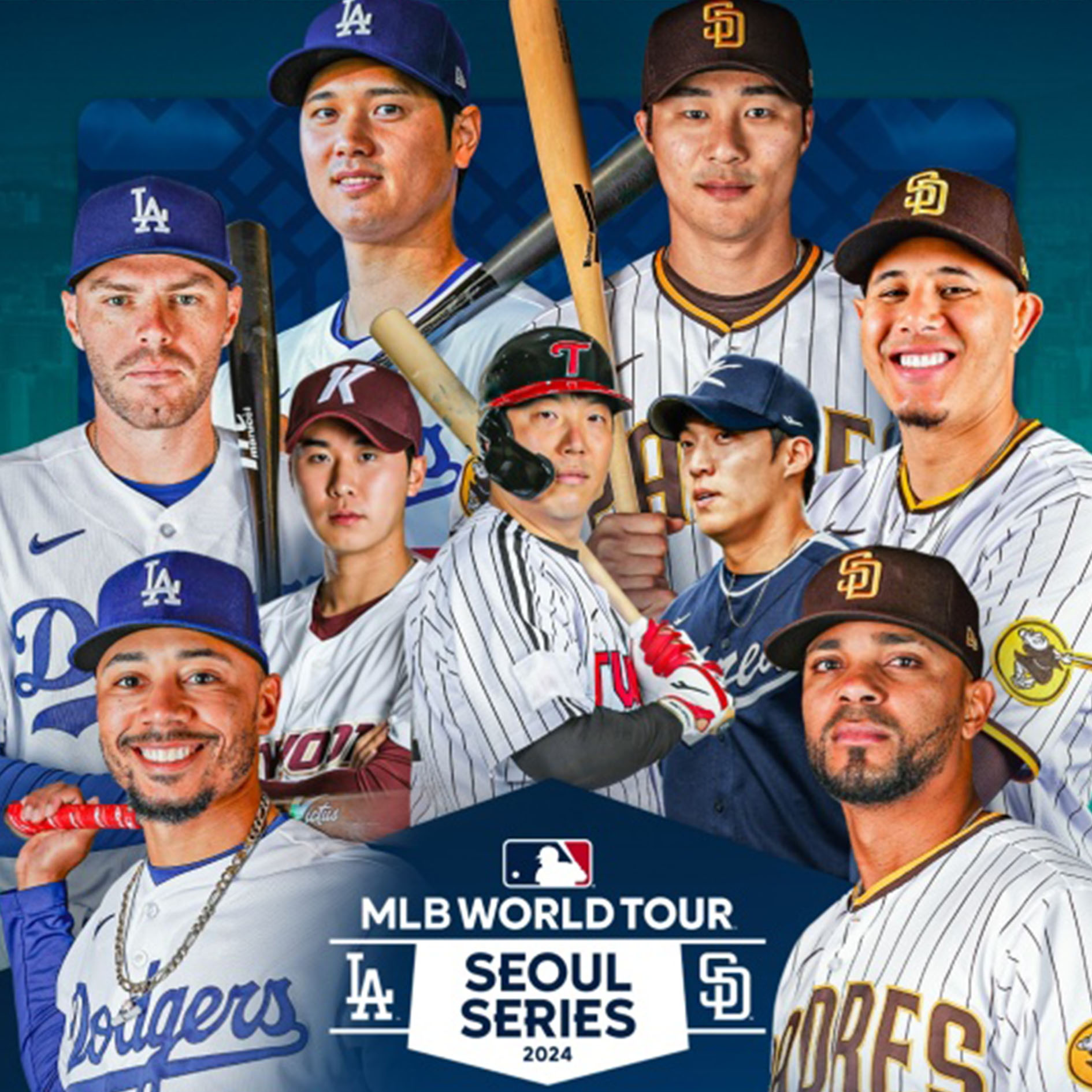 MLB-
파란배경 안 MLB선수들이 포즈를 취하고 있는 모습
