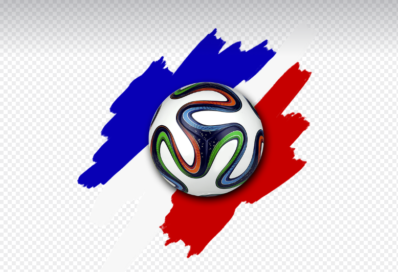 한국의 빨강, 일본의 파랑을 상징하는 색과 축구공의 모습