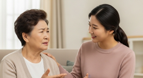 인지장애로 가족을 혼동하는 장면