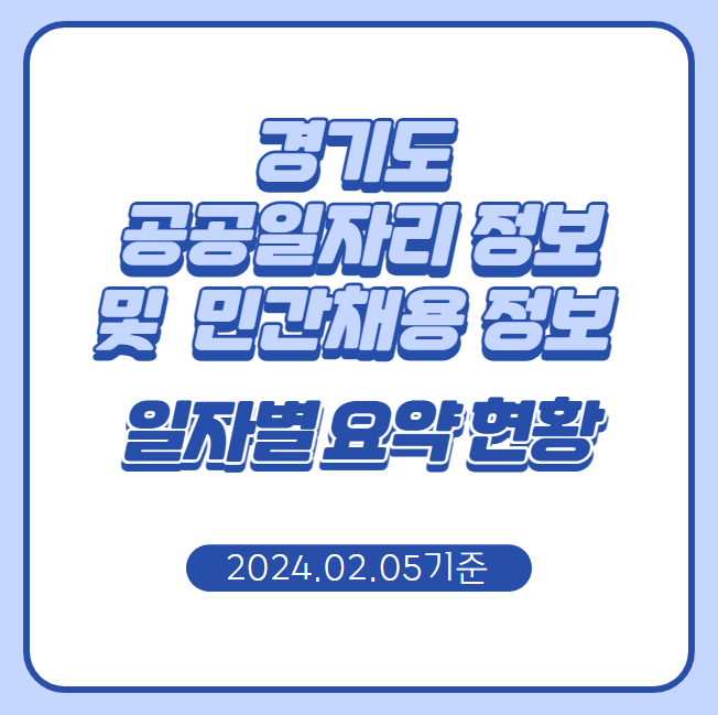 경기도 공공일자리 정보 및 민간채용 정보 일자별 요약 현황