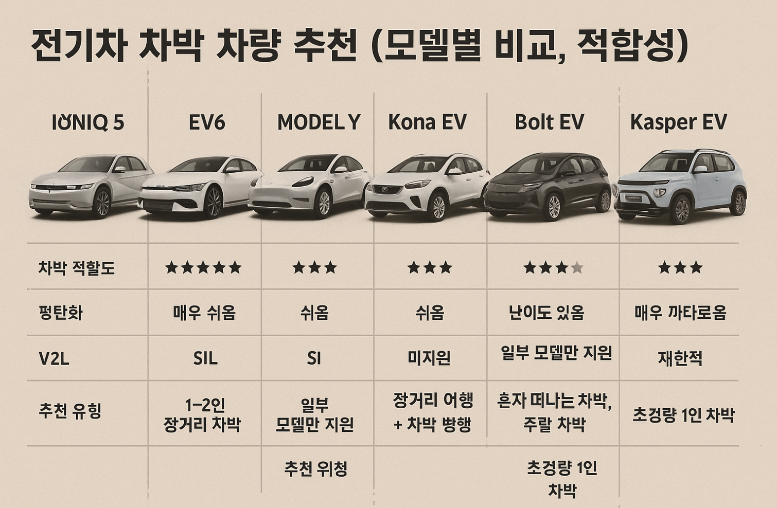 전기차 차박 차량 추천 &ndash; 모델별 비교와 적합성 분석