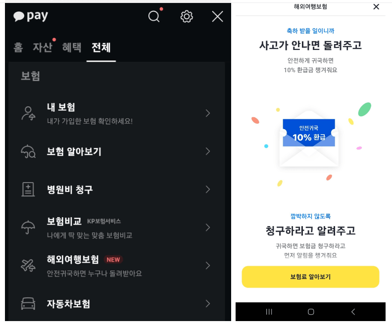 카카오페이 해외여행자보험 바로가기